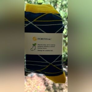 👍 Free with Purchase or 2/$15. NWT blue and yellow socks from FORTIS BC